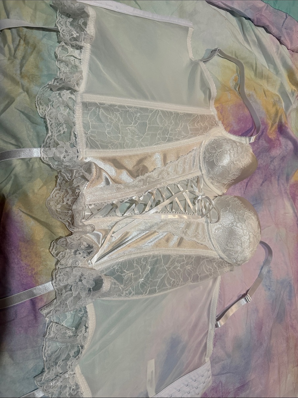 White Lace Satin Bustier